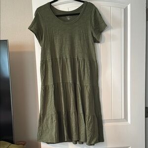Time And Tru Olive Green Tiered Dress